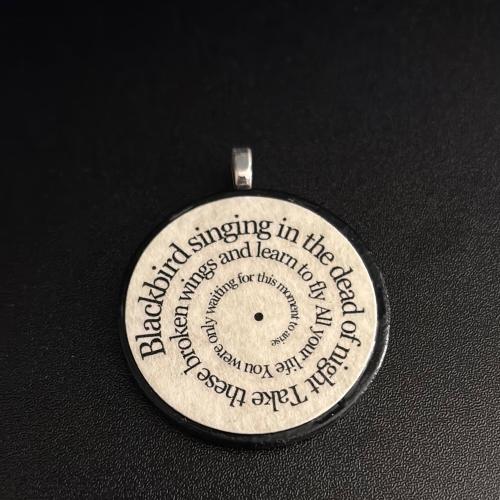 Blackbird Beatles song lyric pendant for necklace John Paul George Ringo
